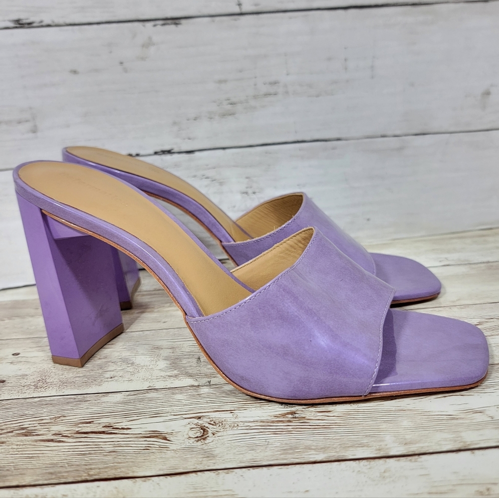 Reformation Purple Patent Leather Slide Heels US W 9